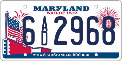 MD license plate 6AD2968