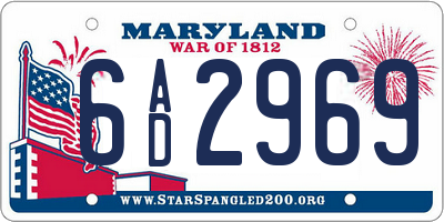 MD license plate 6AD2969
