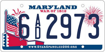 MD license plate 6AD2973