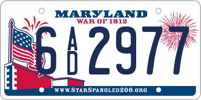 MD license plate 6AD2977