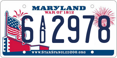 MD license plate 6AD2978