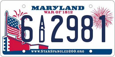 MD license plate 6AD2981