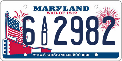 MD license plate 6AD2982
