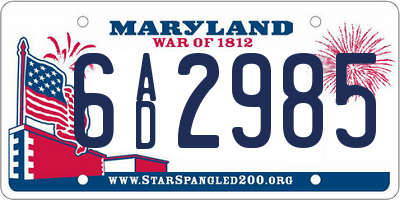 MD license plate 6AD2985