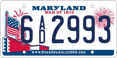 MD license plate 6AD2993
