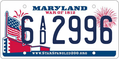 MD license plate 6AD2996