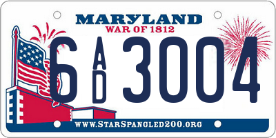 MD license plate 6AD3004