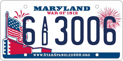 MD license plate 6AD3006