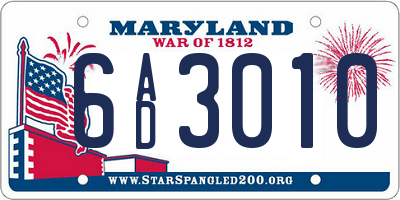 MD license plate 6AD3010
