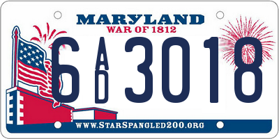 MD license plate 6AD3018