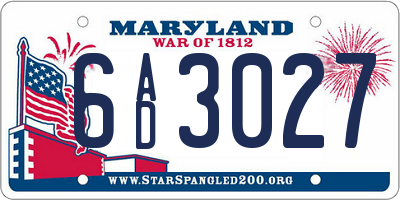 MD license plate 6AD3027