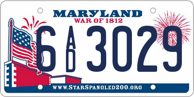 MD license plate 6AD3029