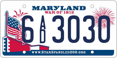 MD license plate 6AD3030