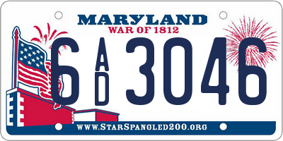 MD license plate 6AD3046