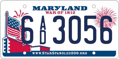 MD license plate 6AD3056