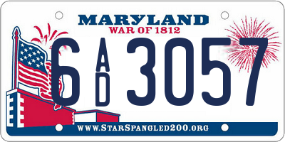 MD license plate 6AD3057
