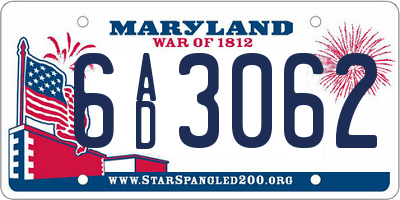 MD license plate 6AD3062