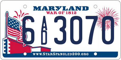 MD license plate 6AD3070