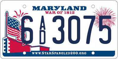 MD license plate 6AD3075