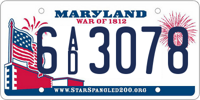 MD license plate 6AD3078