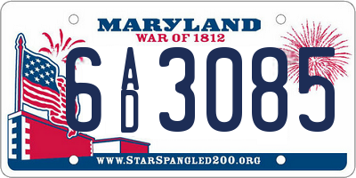 MD license plate 6AD3085