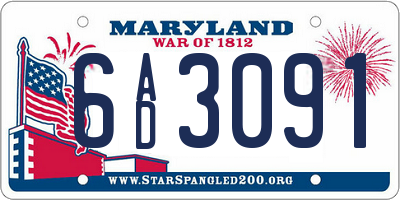 MD license plate 6AD3091