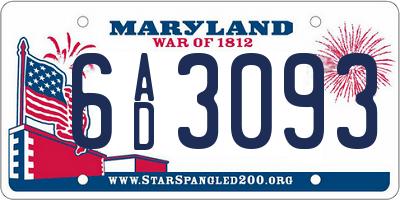 MD license plate 6AD3093