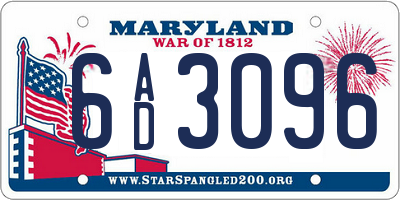 MD license plate 6AD3096