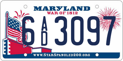 MD license plate 6AD3097