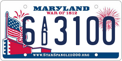 MD license plate 6AD3100