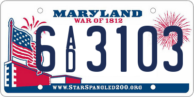 MD license plate 6AD3103