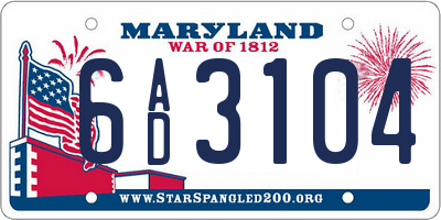 MD license plate 6AD3104