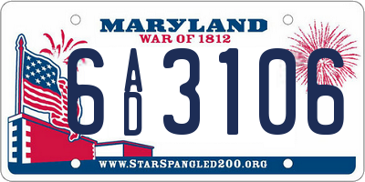 MD license plate 6AD3106
