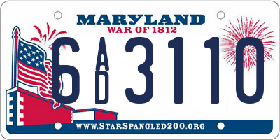 MD license plate 6AD3110