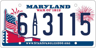 MD license plate 6AD3115