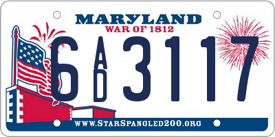 MD license plate 6AD3117