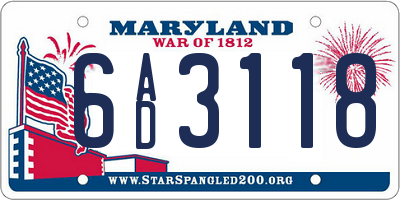 MD license plate 6AD3118