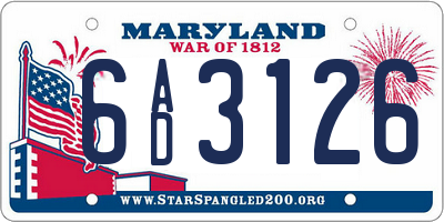 MD license plate 6AD3126