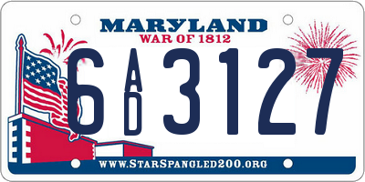 MD license plate 6AD3127