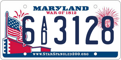 MD license plate 6AD3128