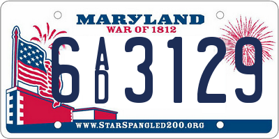 MD license plate 6AD3129