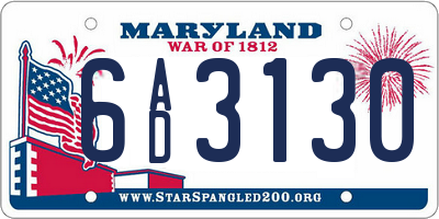MD license plate 6AD3130