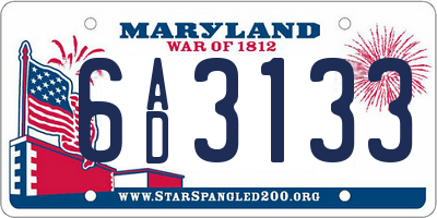 MD license plate 6AD3133