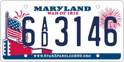 MD license plate 6AD3146