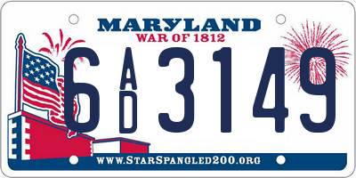 MD license plate 6AD3149