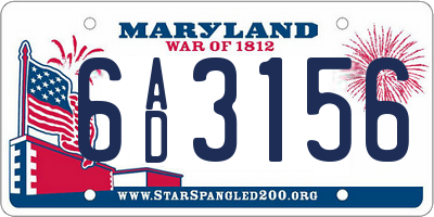 MD license plate 6AD3156