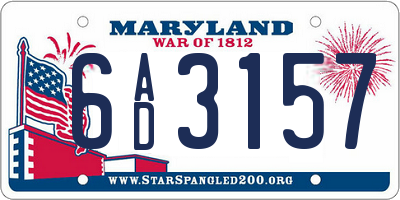 MD license plate 6AD3157