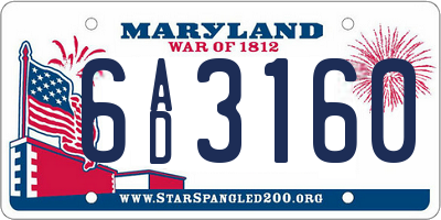 MD license plate 6AD3160