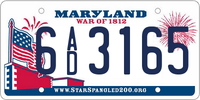 MD license plate 6AD3165