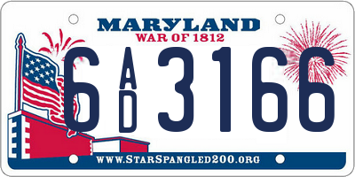 MD license plate 6AD3166